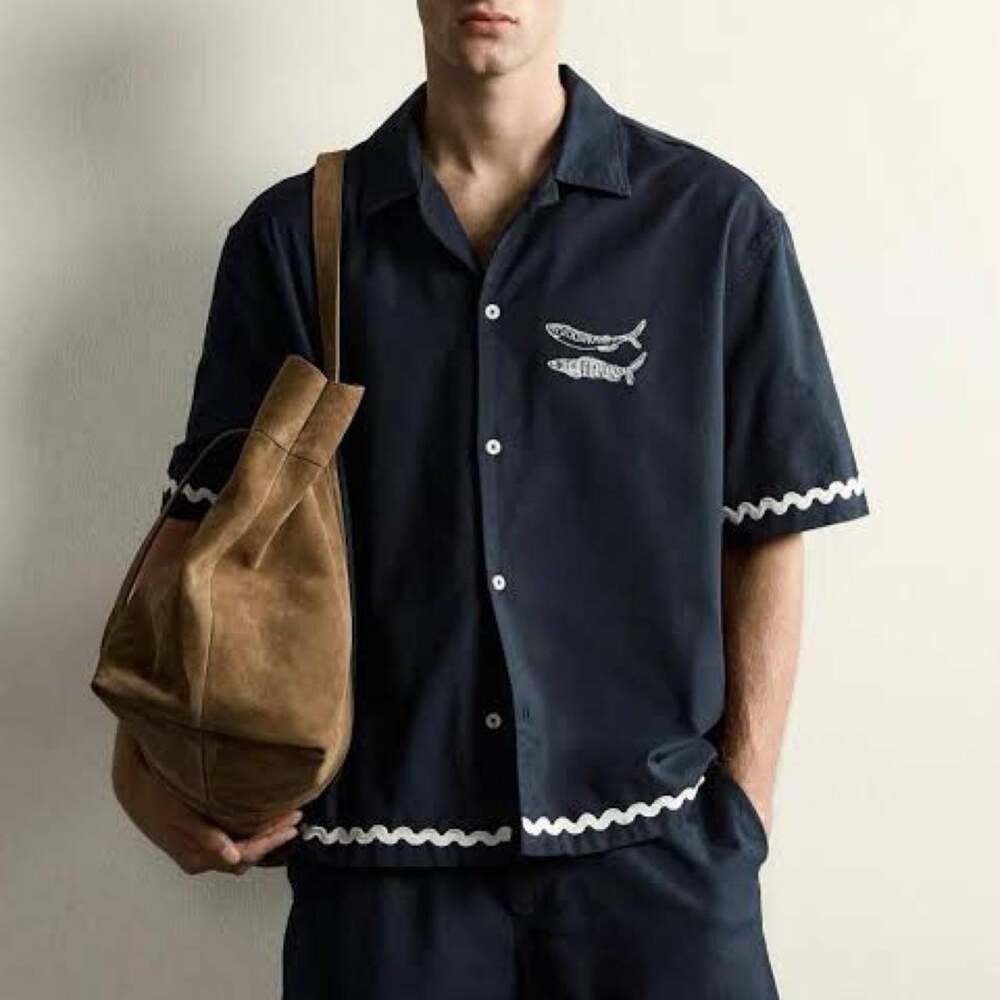Zara navy linen shirt with